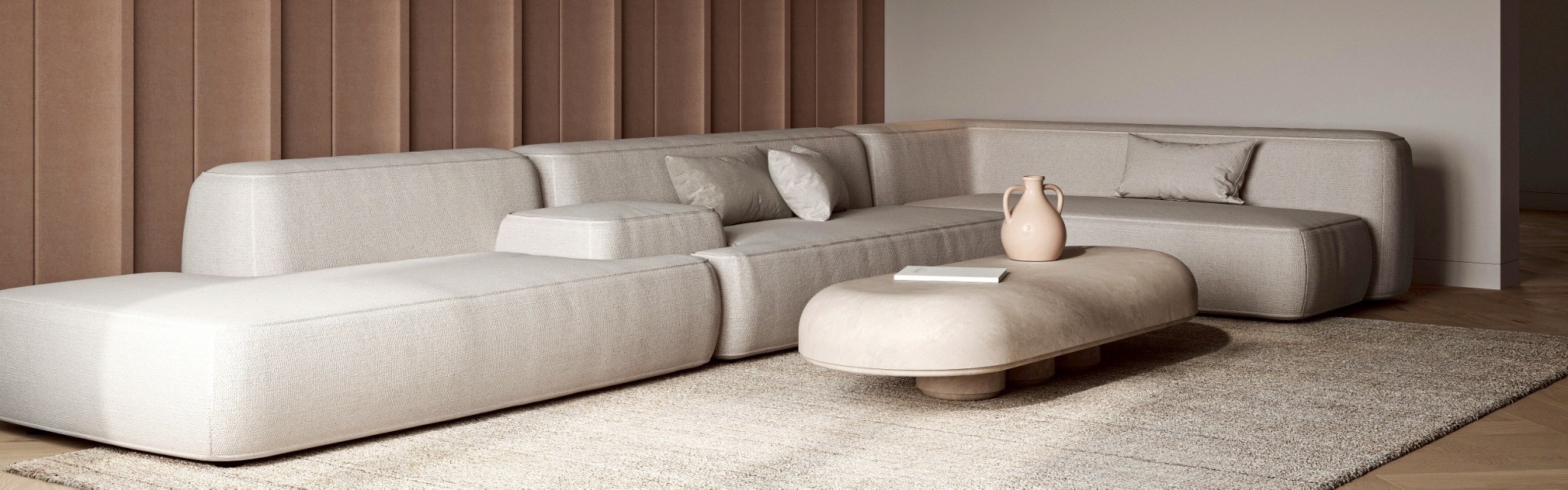 Curved Sofa Mock Up Villa